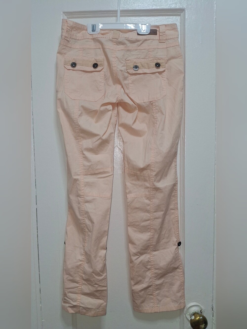 Y2K Utility Cargo Pants Coral/Pink Adjustable Hem Size 3/4 - Picture 7 of 10